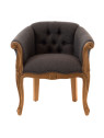 Fauteuil crapaud gris en bois d'acajou Amadeus