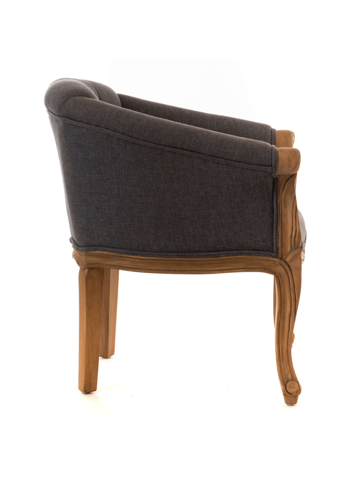 Fauteuil crapaud gris en bois d'acajou Amadeus