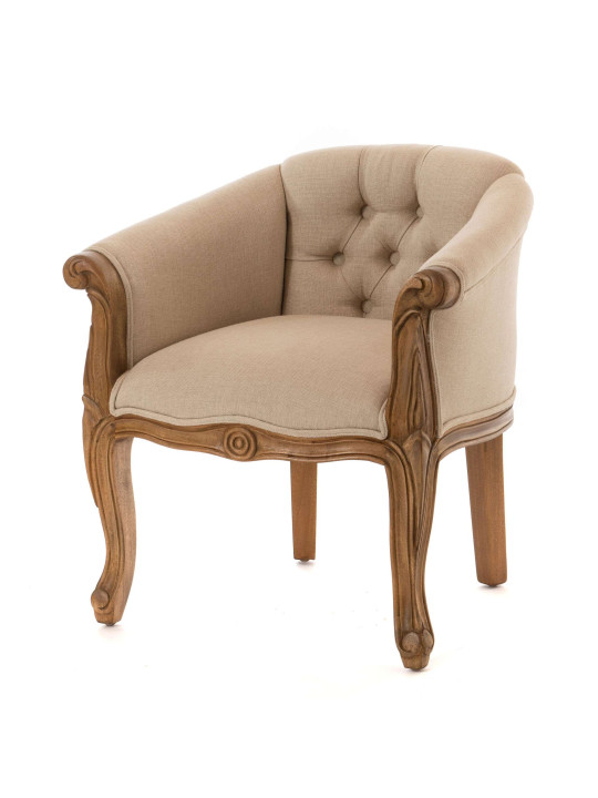 Fauteuil crapaud gris en bois d'acajou Amadeus