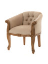 Fauteuil crapaud gris en bois d'acajou Amadeus