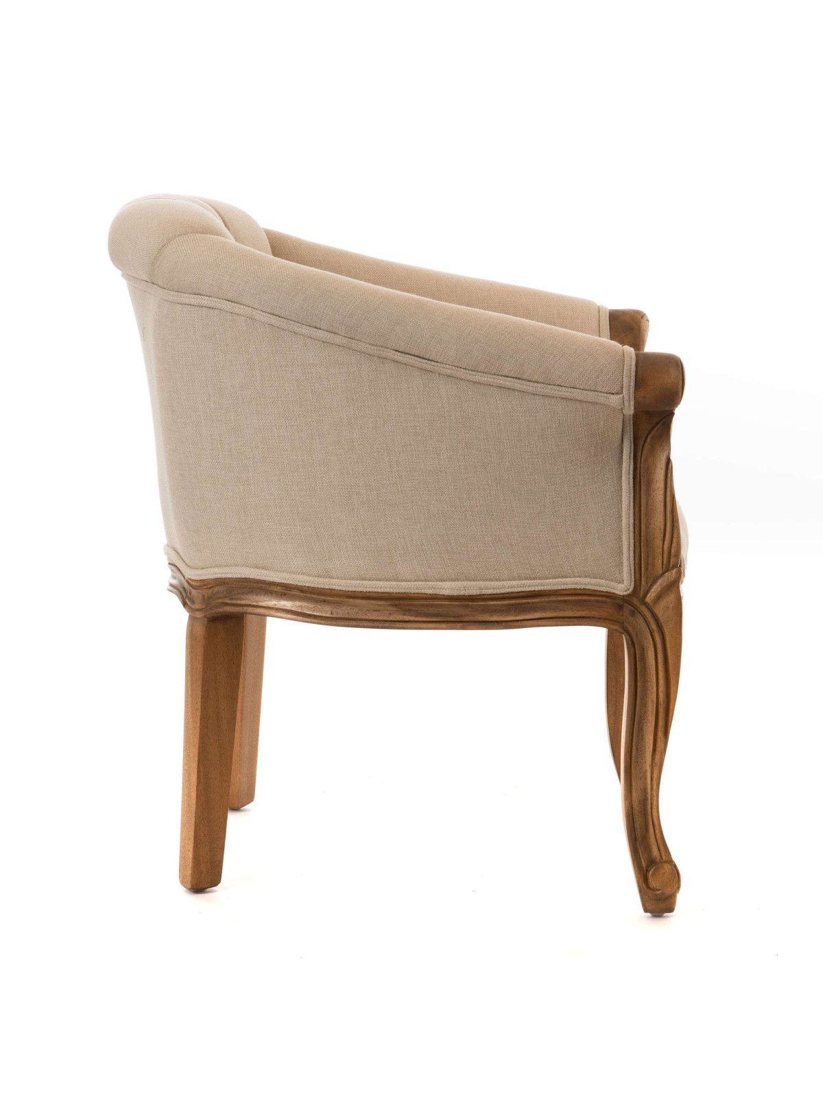 Fauteuil crapaud gris en bois d'acajou Amadeus