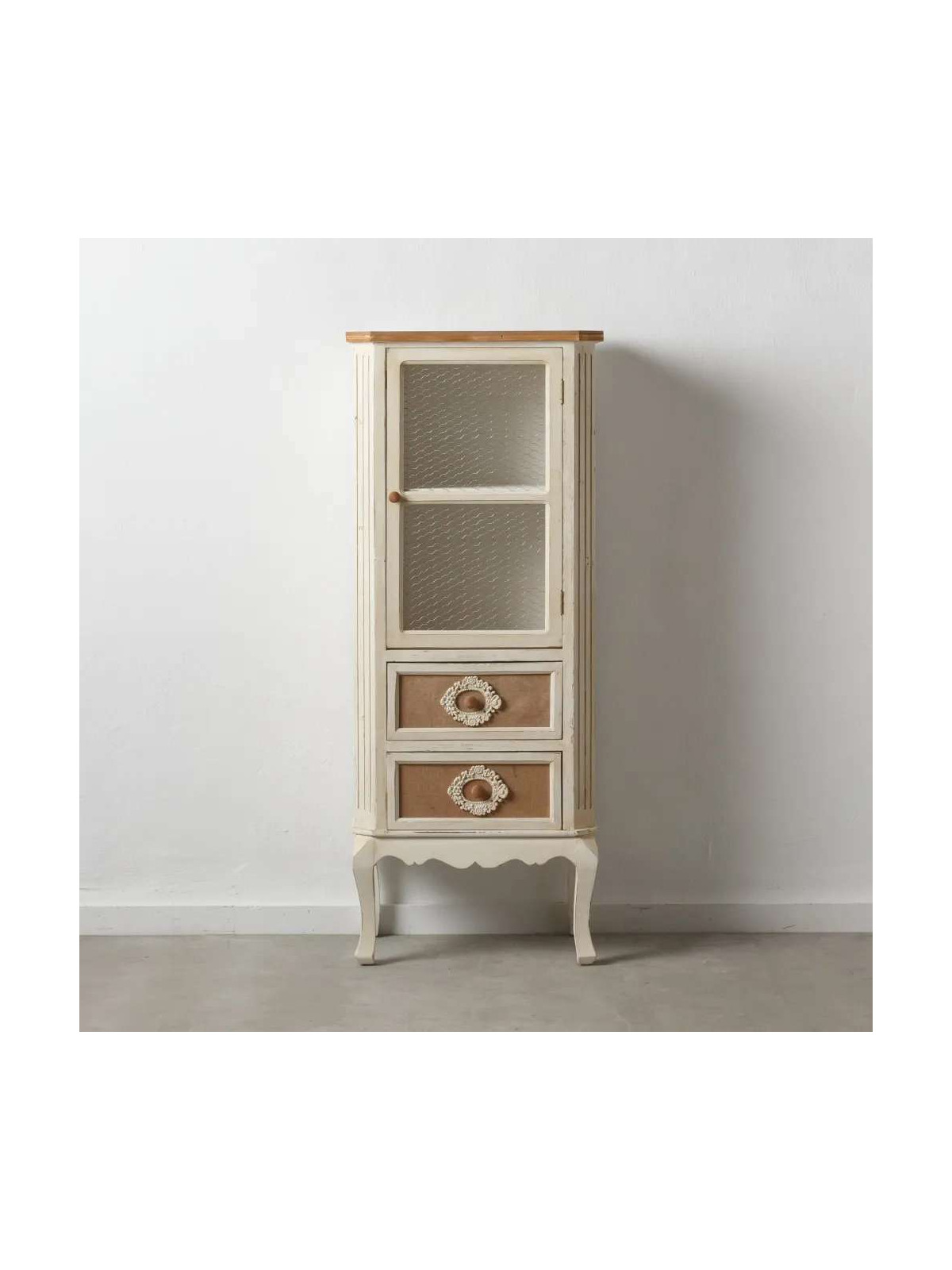 Armoire 2 tiroirs en bois blanc Aliénor