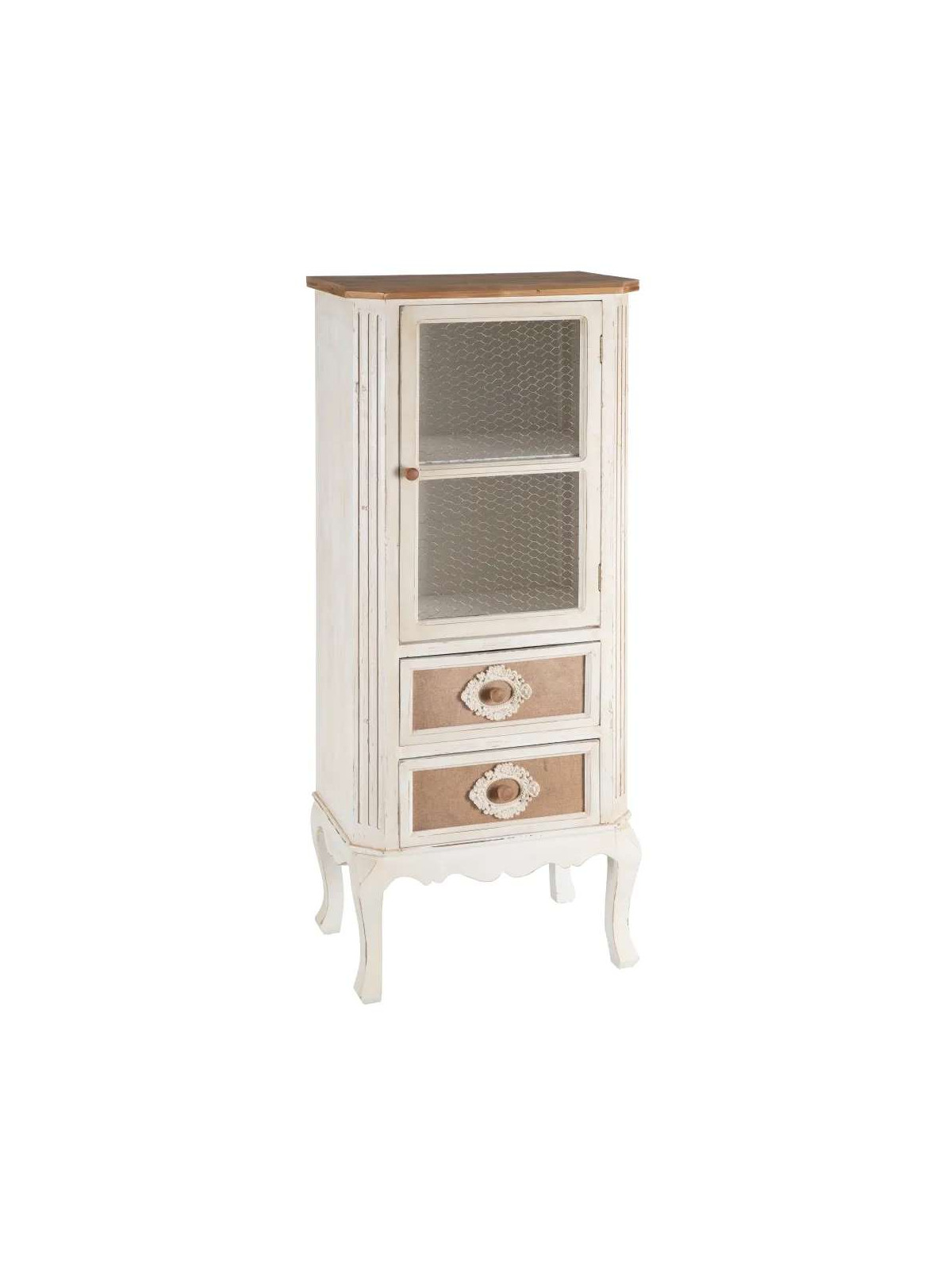 Armoire 2 tiroirs en bois blanc Aliénor