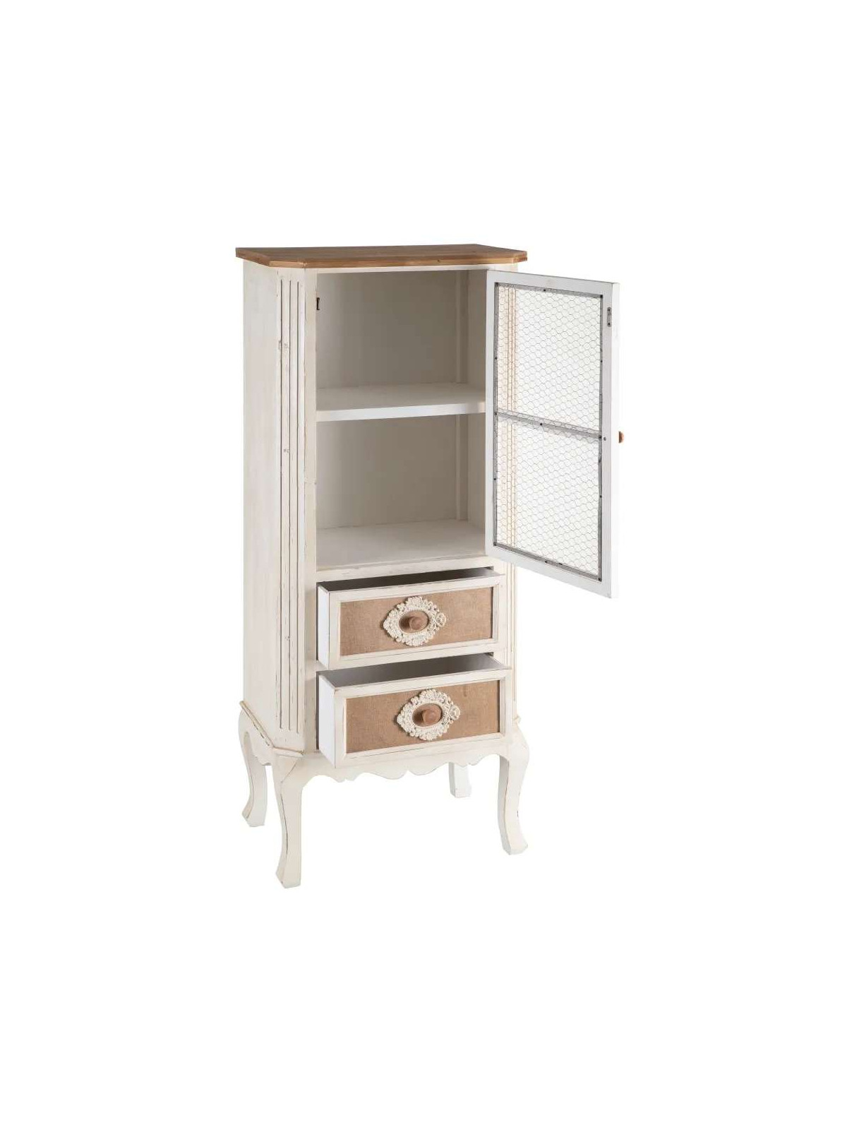 Armoire 2 tiroirs en bois blanc Aliénor