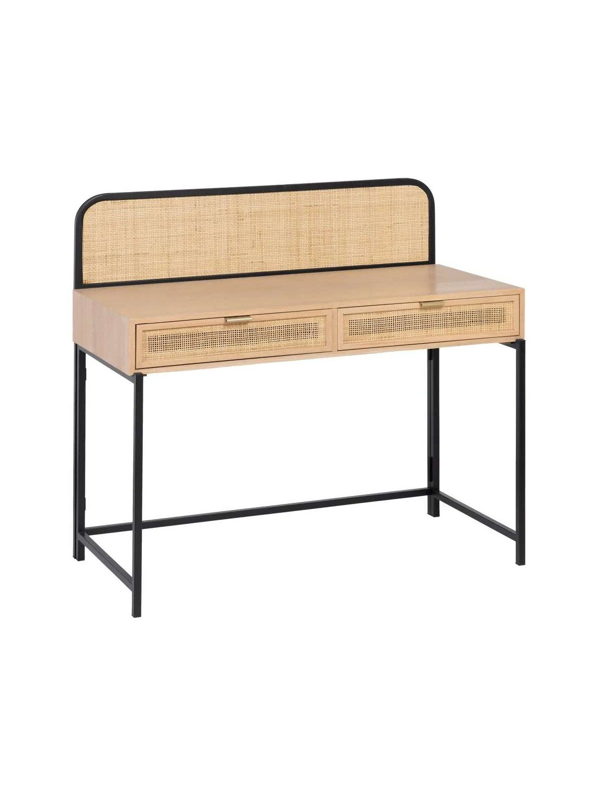 Bureau en bois et cannage