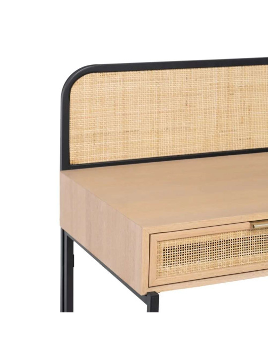 Bureau en bois et cannage