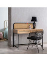 Bureau en bois et cannage