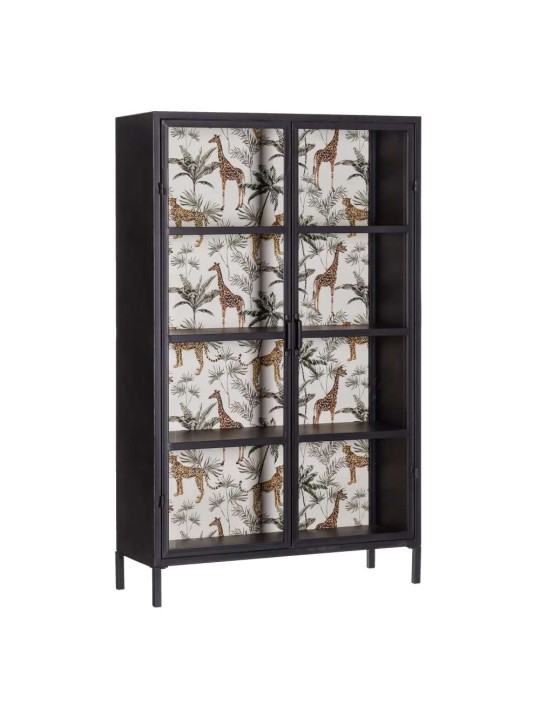 Armoire vitrine Lucia en métal noir