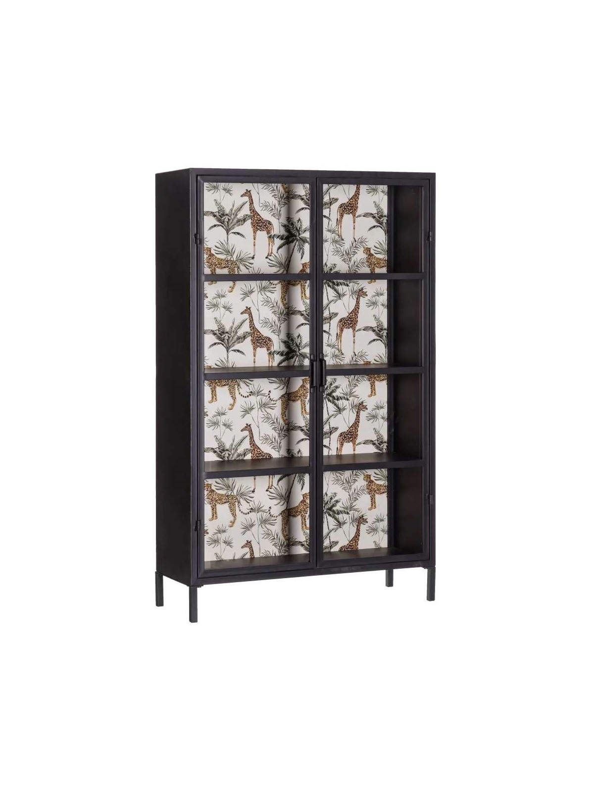 Armoire vitrine Lucia en métal noir