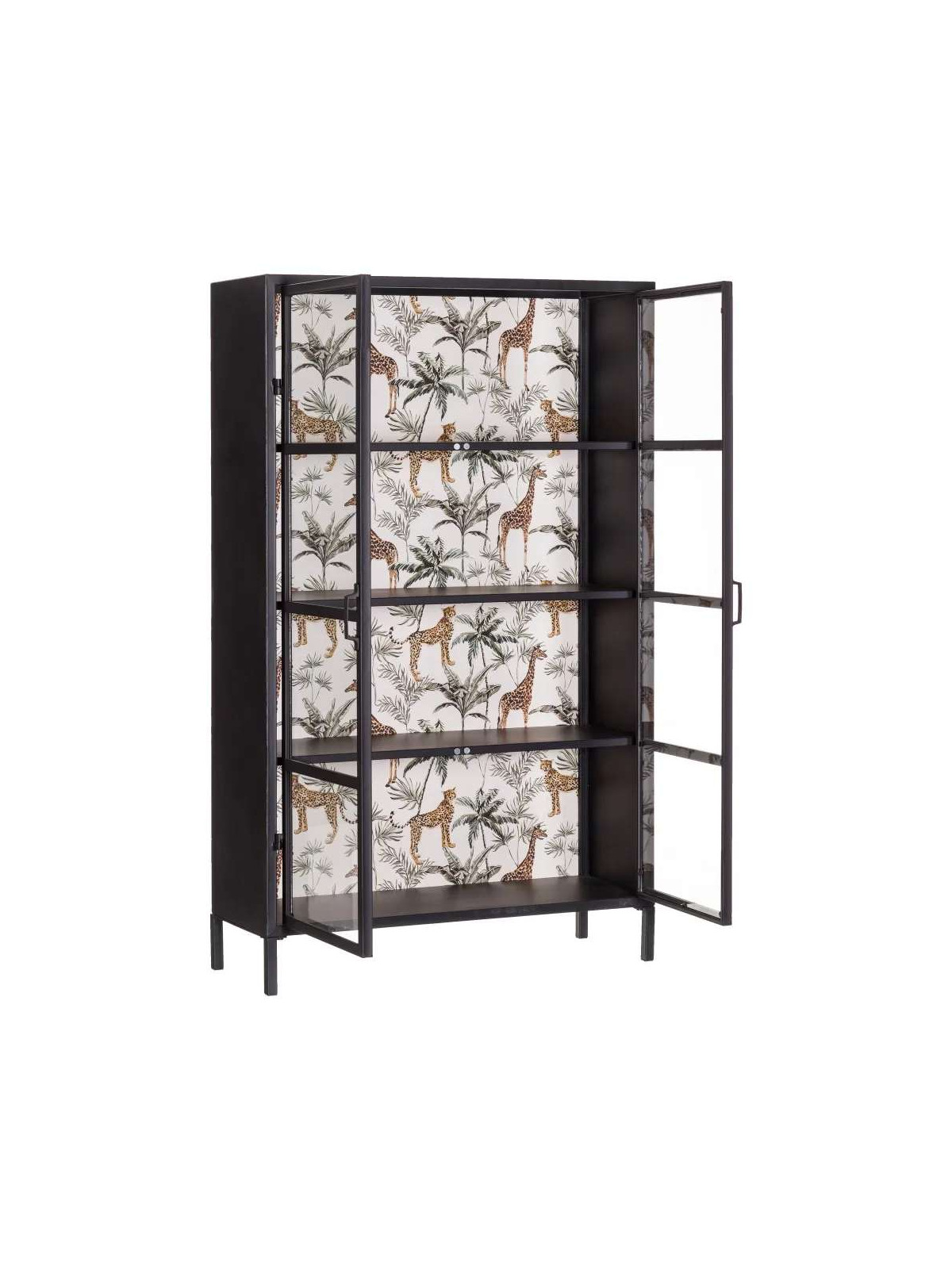 Armoire vitrine Lucia en métal noir