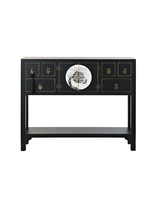 Console Chinoise Macao 6 tiroirs 2 portes NOIRE