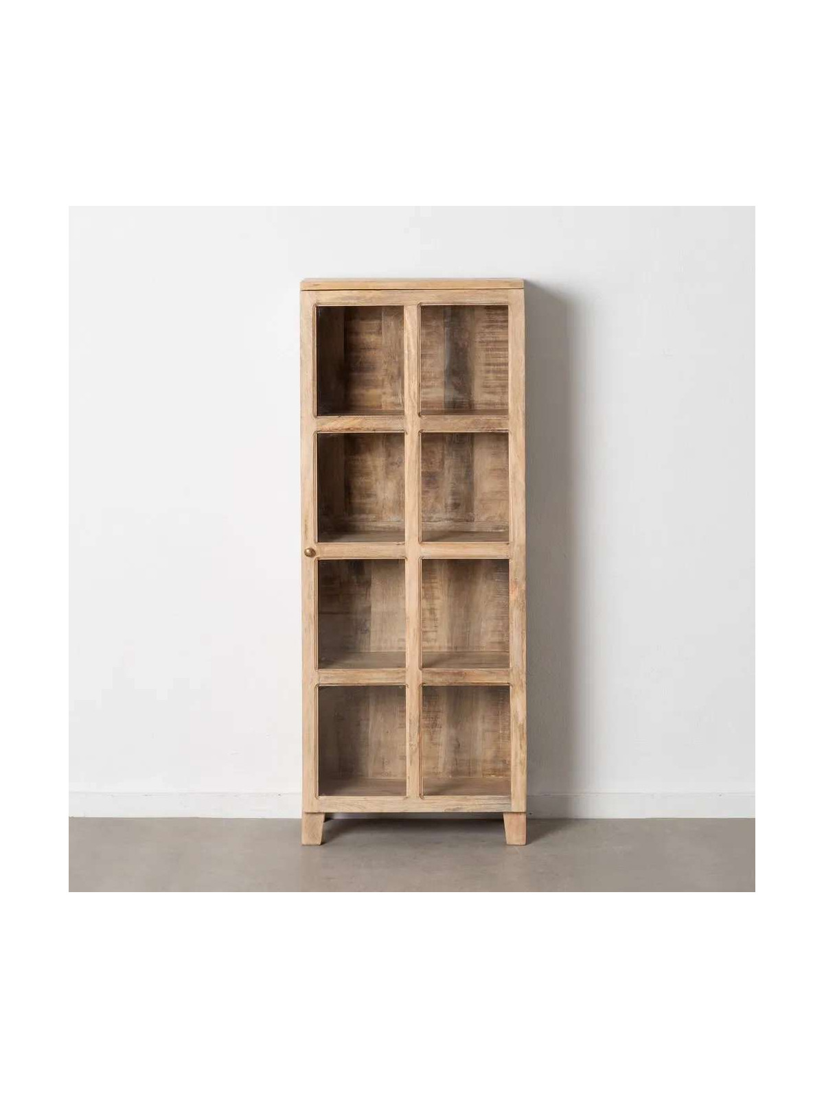 Vitrine bois avec 2 portes vitrées teck recyclé 95cm - Kayu Meuble