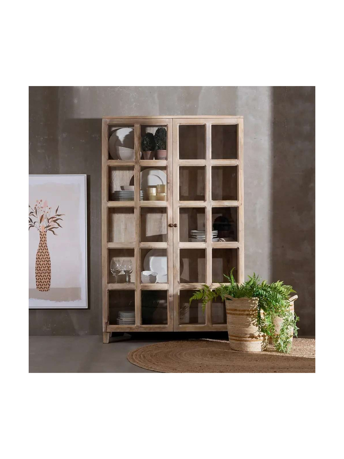 Vitrine Lesia en bois de manguier