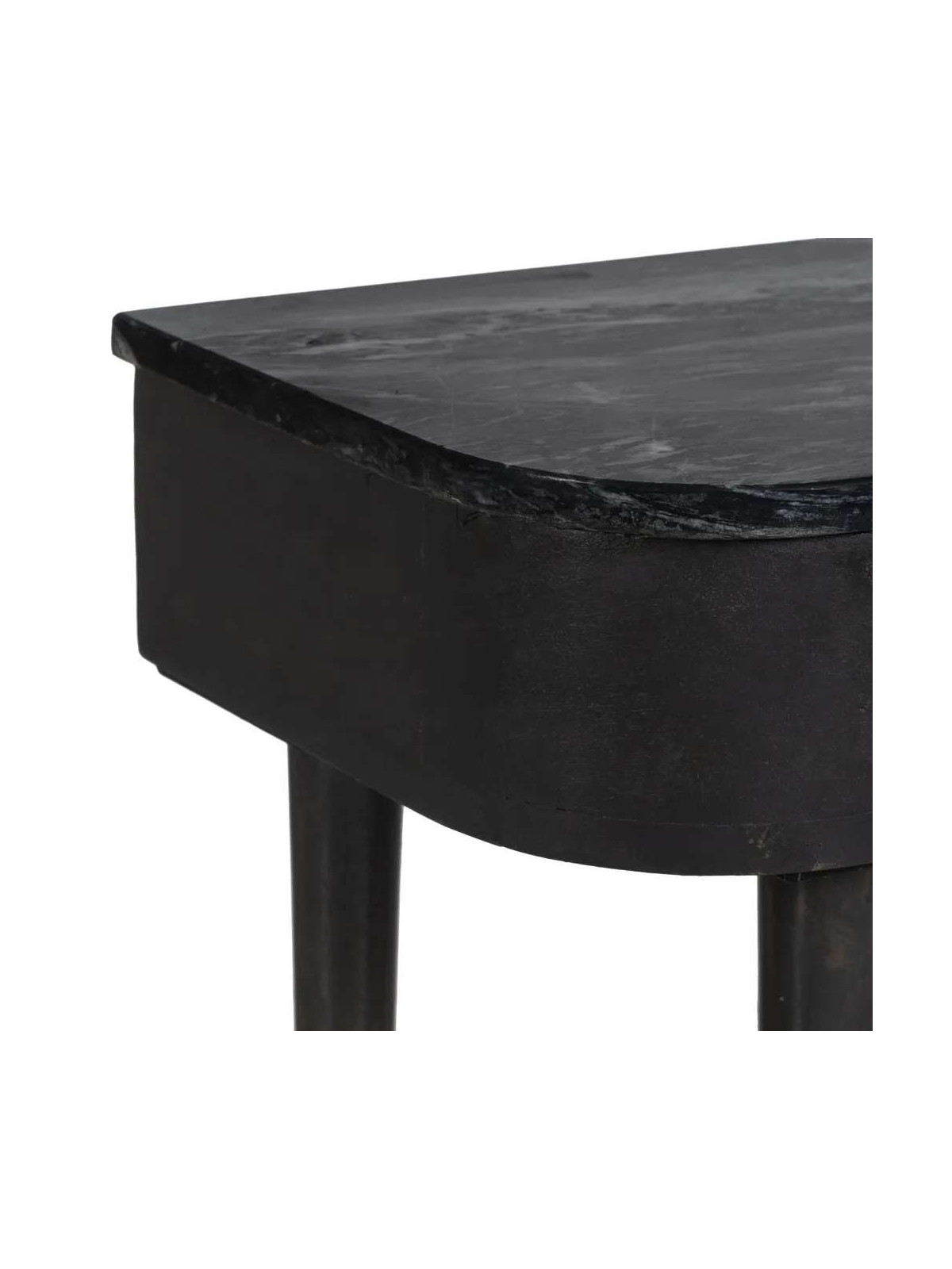 Table de chevet bois de manguier et marbre noir