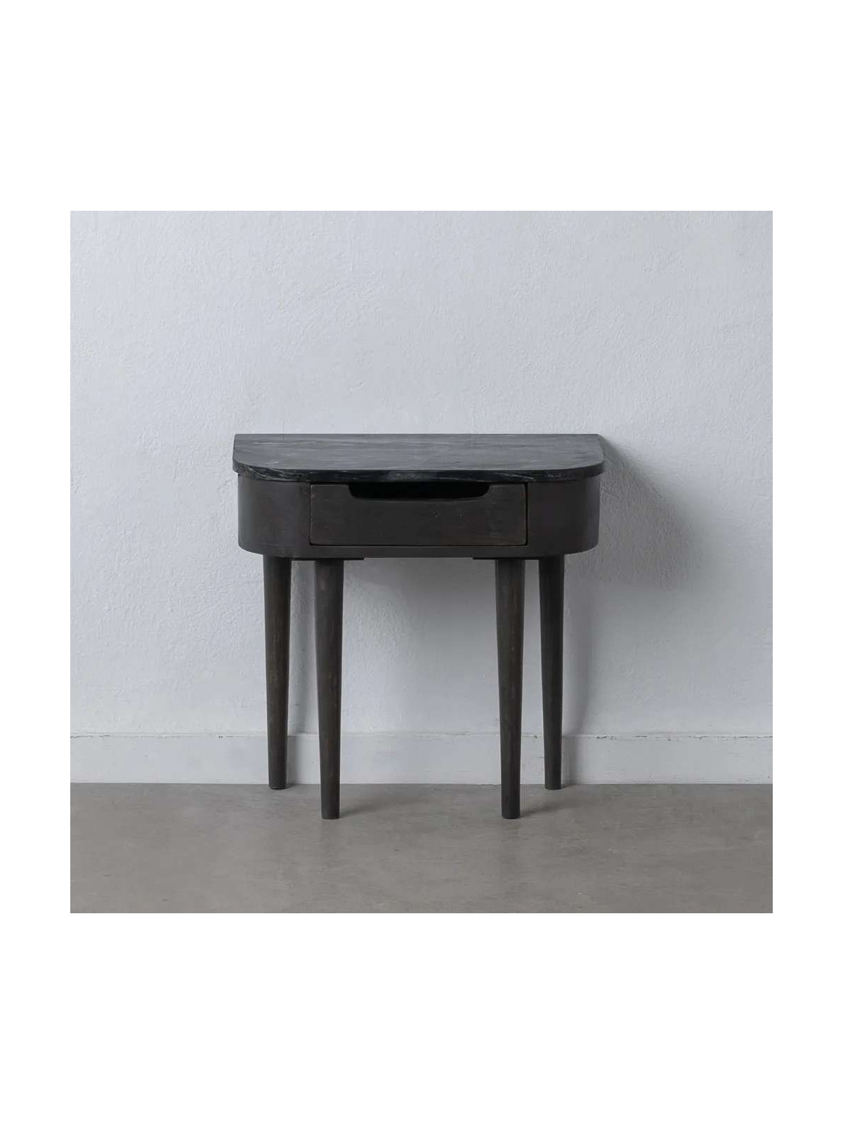 Table de chevet bois de manguier et marbre noir