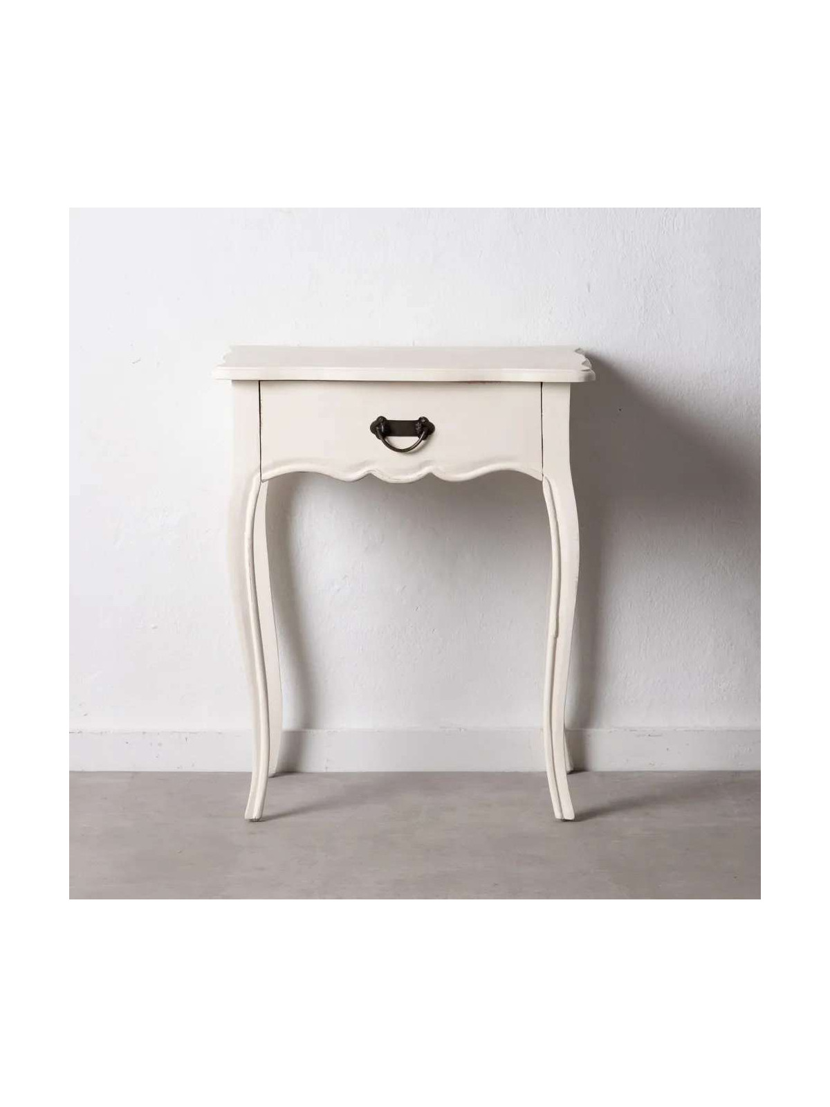 Table de chevet en bois de mindi blanc