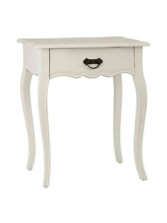 Table de chevet en bois de mindi blanc