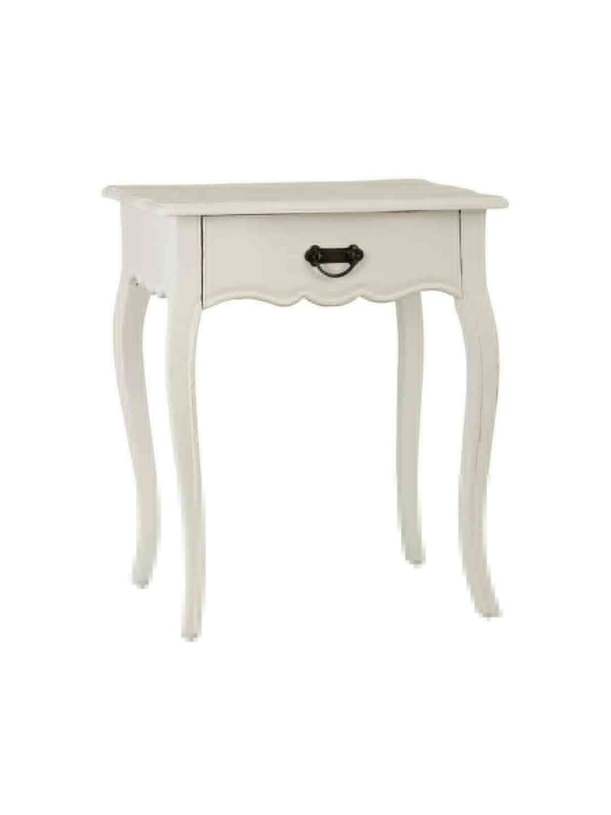 Table de chevet en bois de mindi blanc