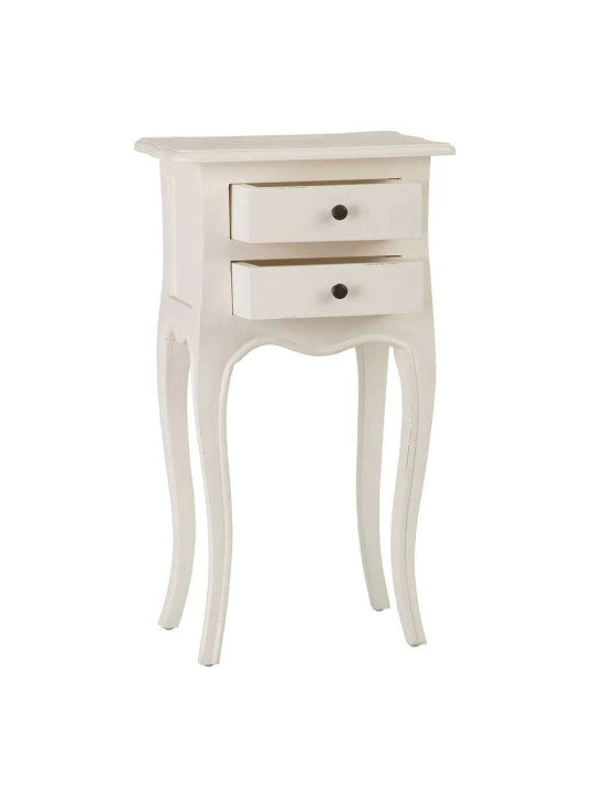 Table de chevet  en bois de mindi blanc 2 tiroirs