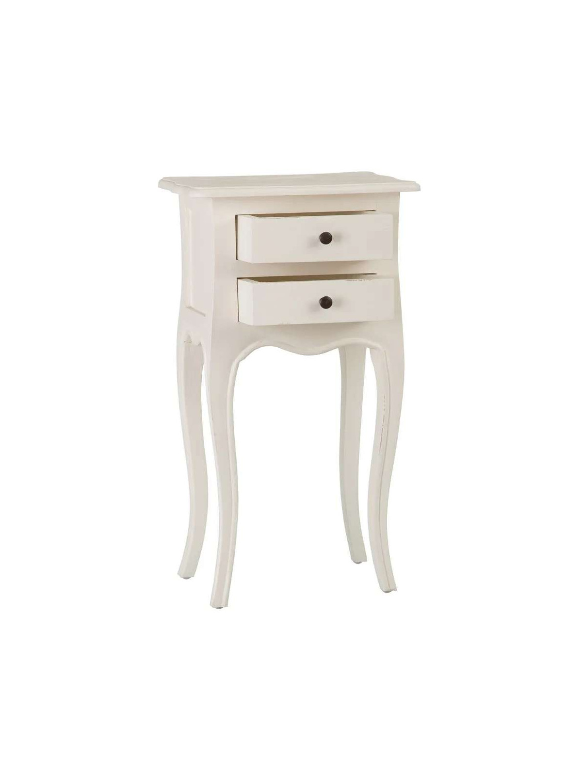 Table de chevet  en bois de mindi blanc 2 tiroirs