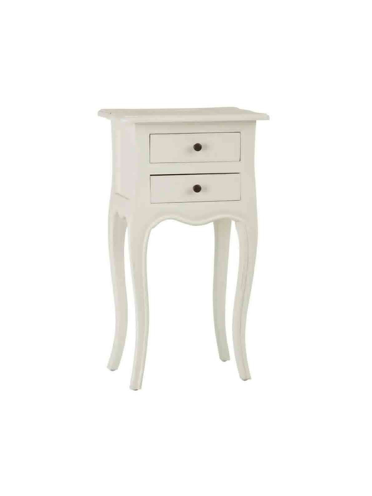 Table de chevet  en bois de mindi blanc 2 tiroirs