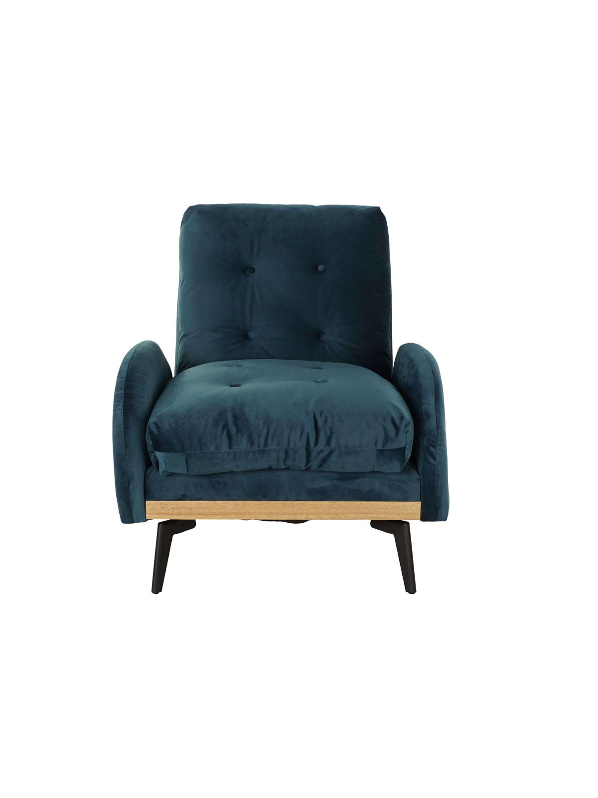 Fauteuil convertible Lydie en velours bleu Prusse