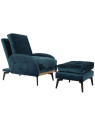 Fauteuil convertible Lydie en velours bleu Prusse