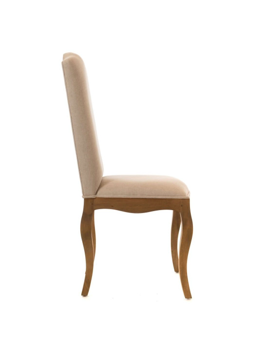 Chaise Renoir beige en bois d'acajou