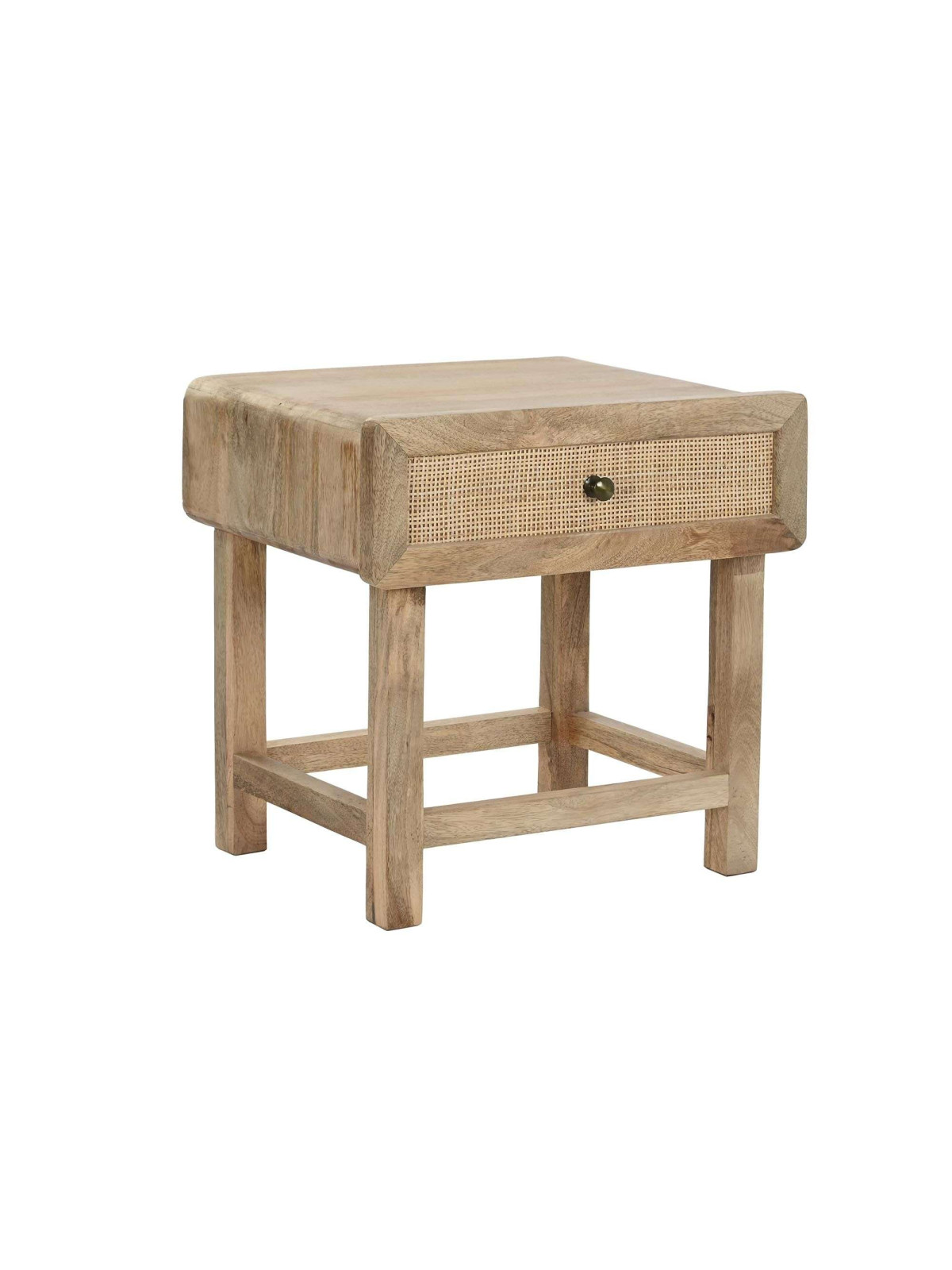 Table de chevet Almeida bois de manguier et cannage en rotin