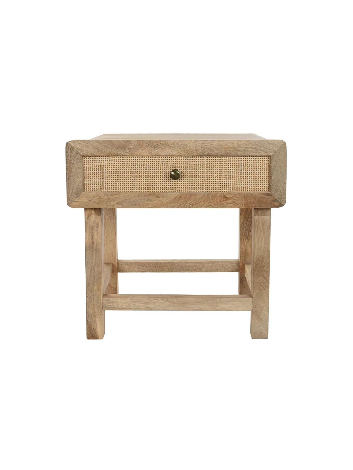 Table de chevet Almeida bois de manguier et cannage en rotin