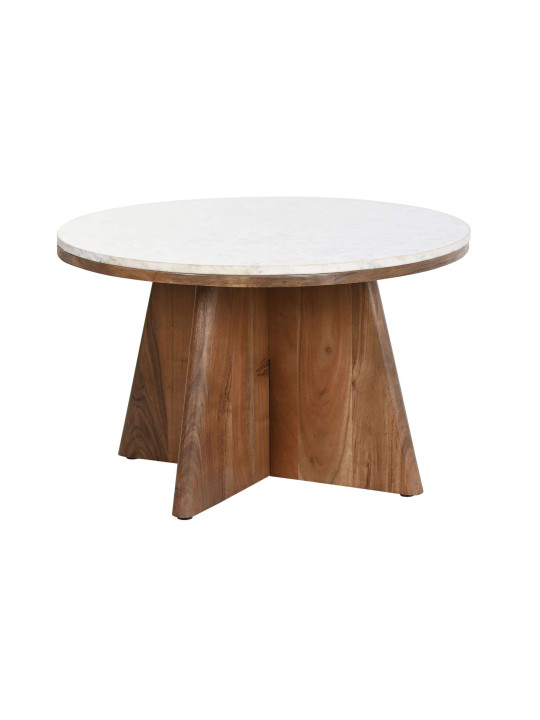 Table ronde en bois d'acacia et marbre