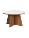 Table ronde en bois d'acacia et marbre