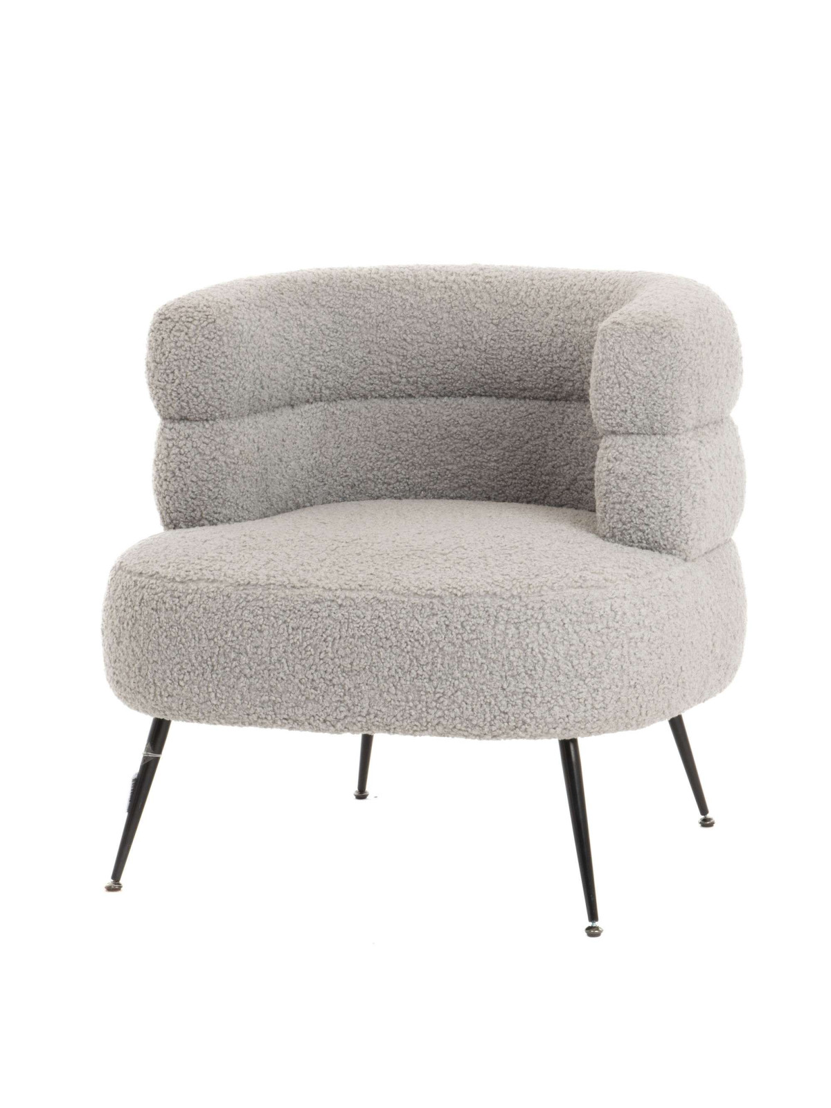 Fauteuil en tissu bouclé gris Soline