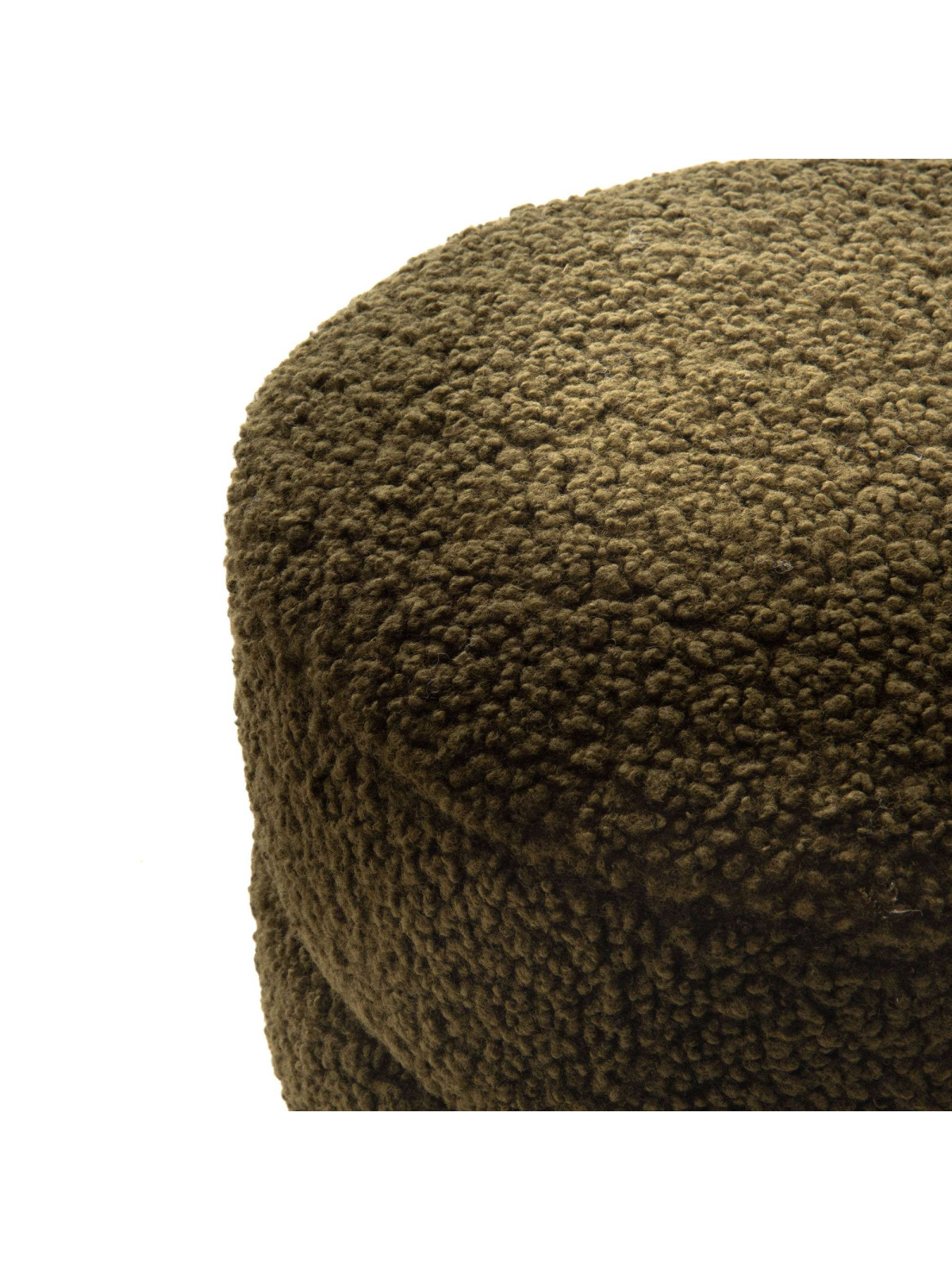 Pouf en tissu bouclé kaki Soline