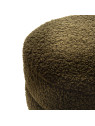 Pouf en tissu bouclé kaki Soline