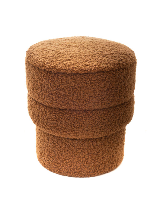 Pouf en tissu bouclé marron Soline