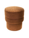 Pouf en tissu bouclé marron Soline