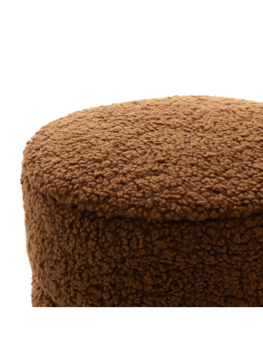 Pouf en tissu bouclé marron Soline