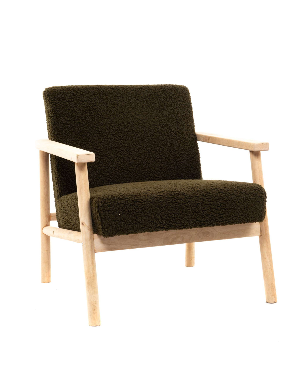 Fauteuil en tissu bouclé kaki Helsinki