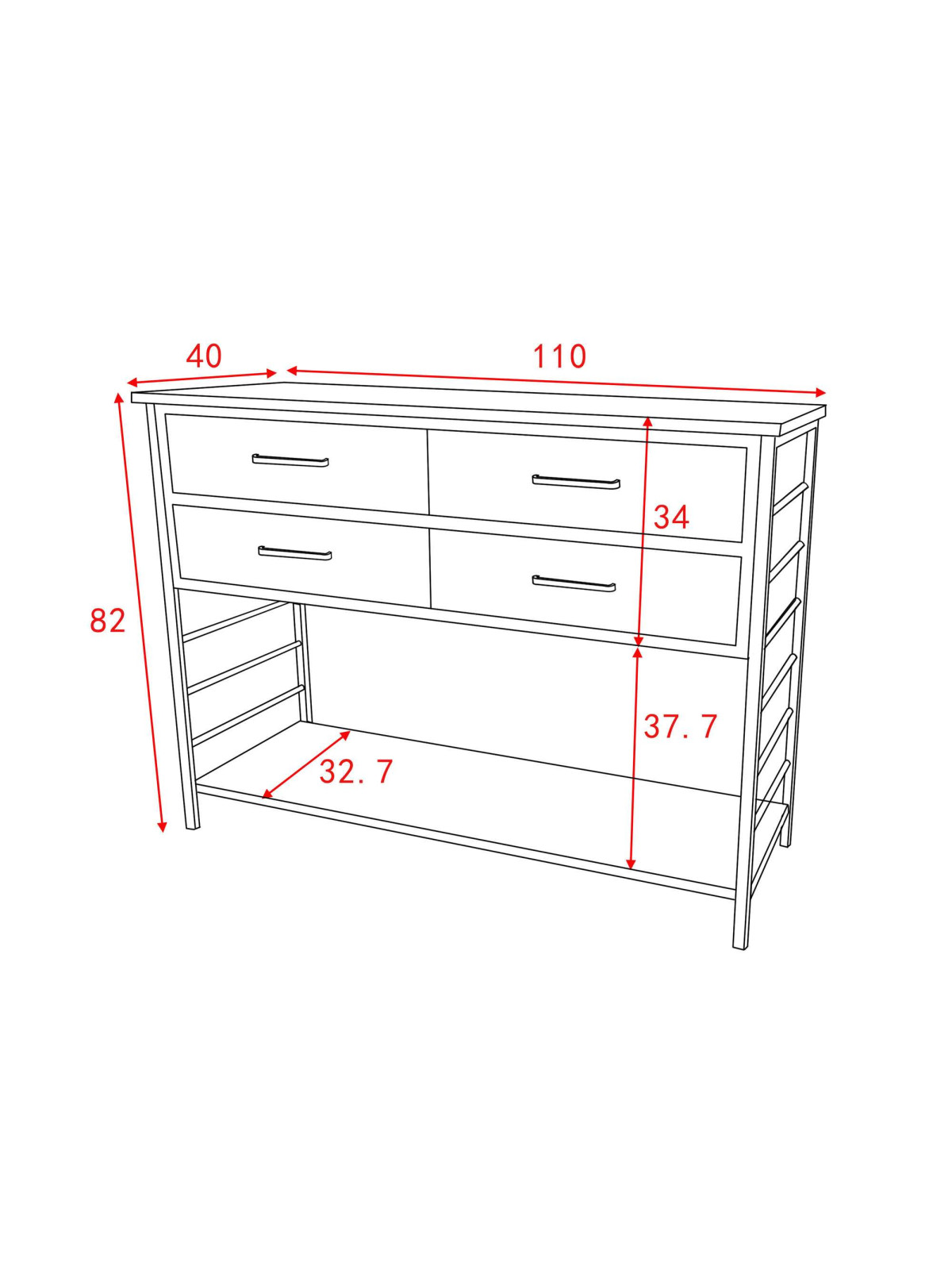 Console 4 tiroirs Fernand