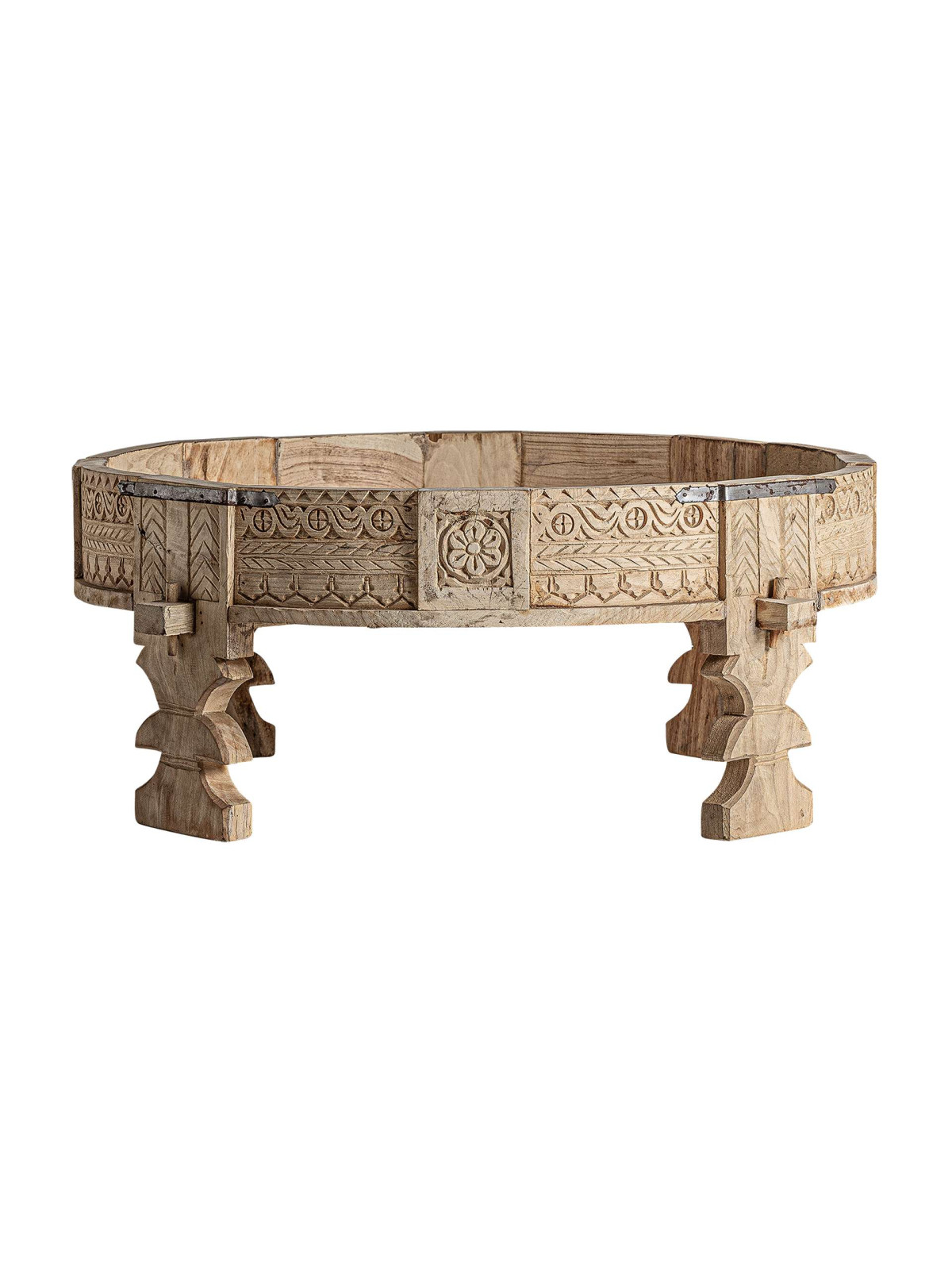 Table basse Askale en bois de teck sculpté