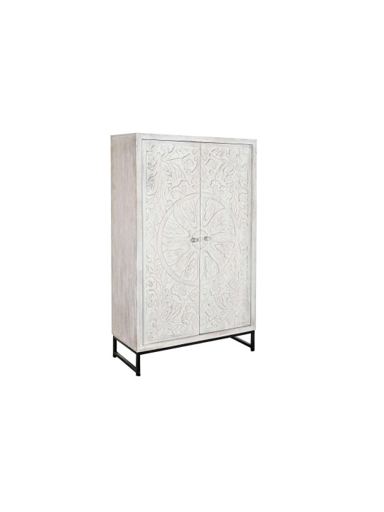 Armoire mandala en bois de manguier blanc