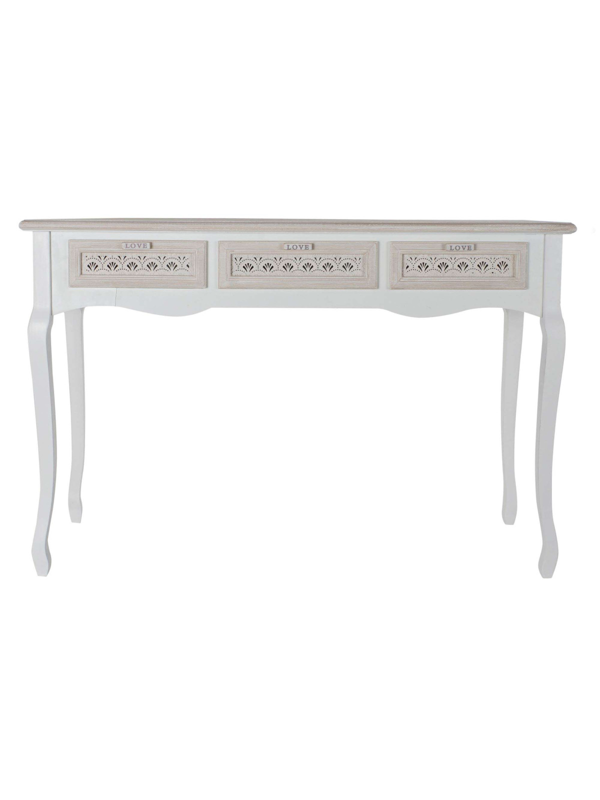 Console romantique en bois blanc