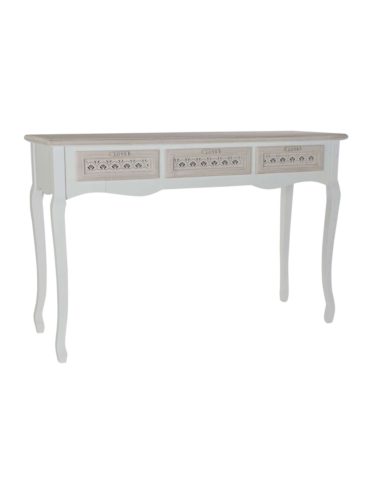 Console romantique en bois blanc