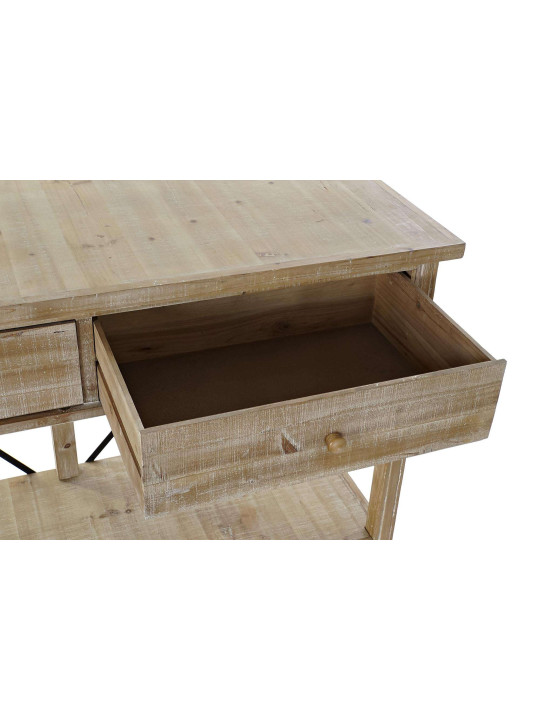 Bureau en bois patiné et métal noir