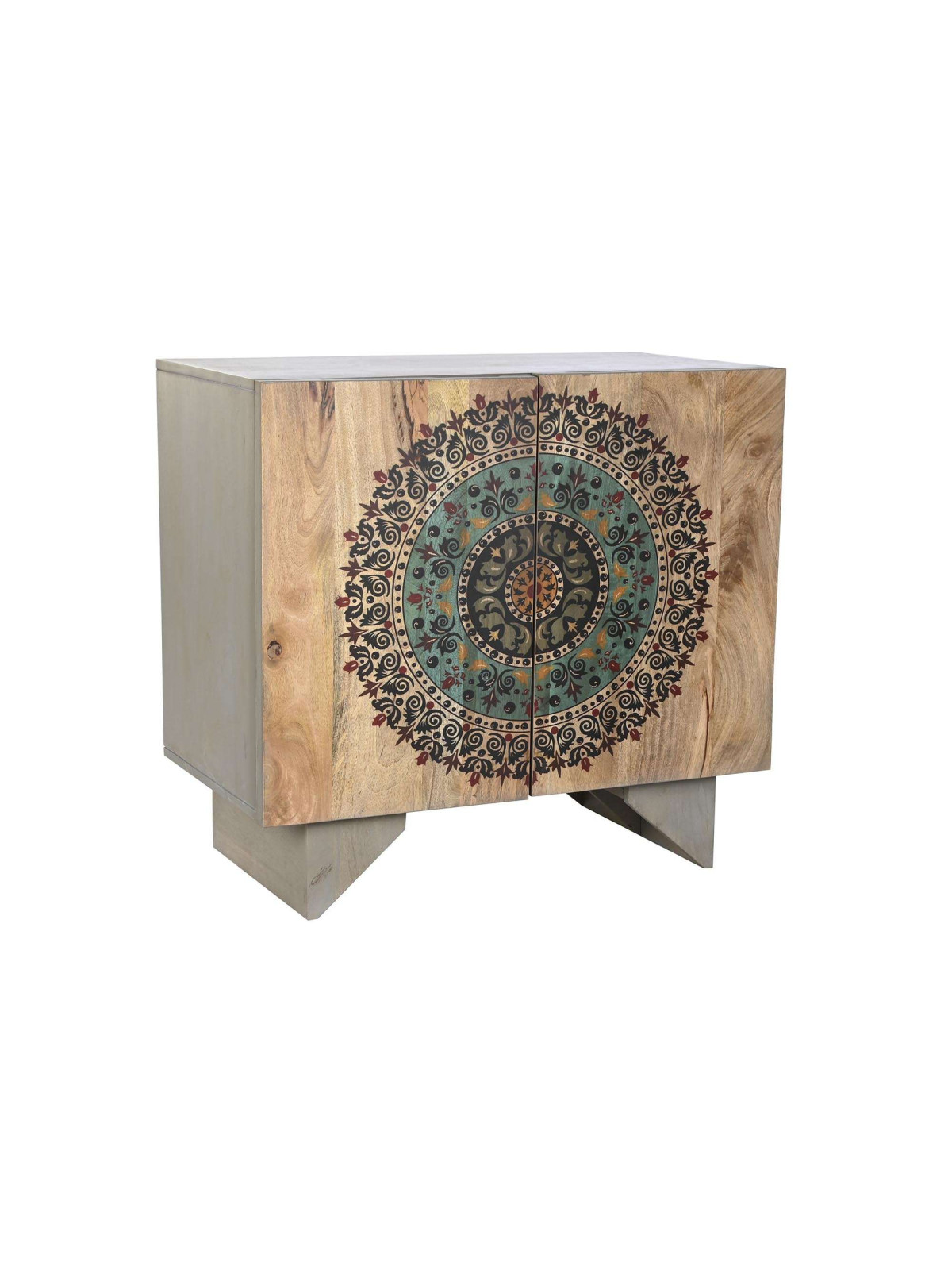 Commode mandala en bois de manguier