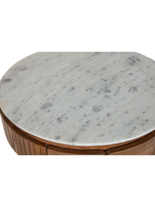 Table basse Ceuta en bois de manguier et marbre blanc