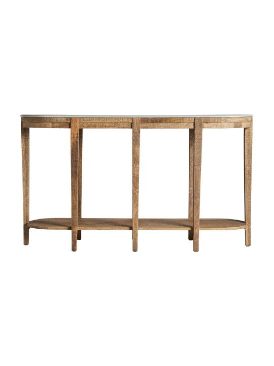 Console Mersch en bois de manguier et marbre blanc