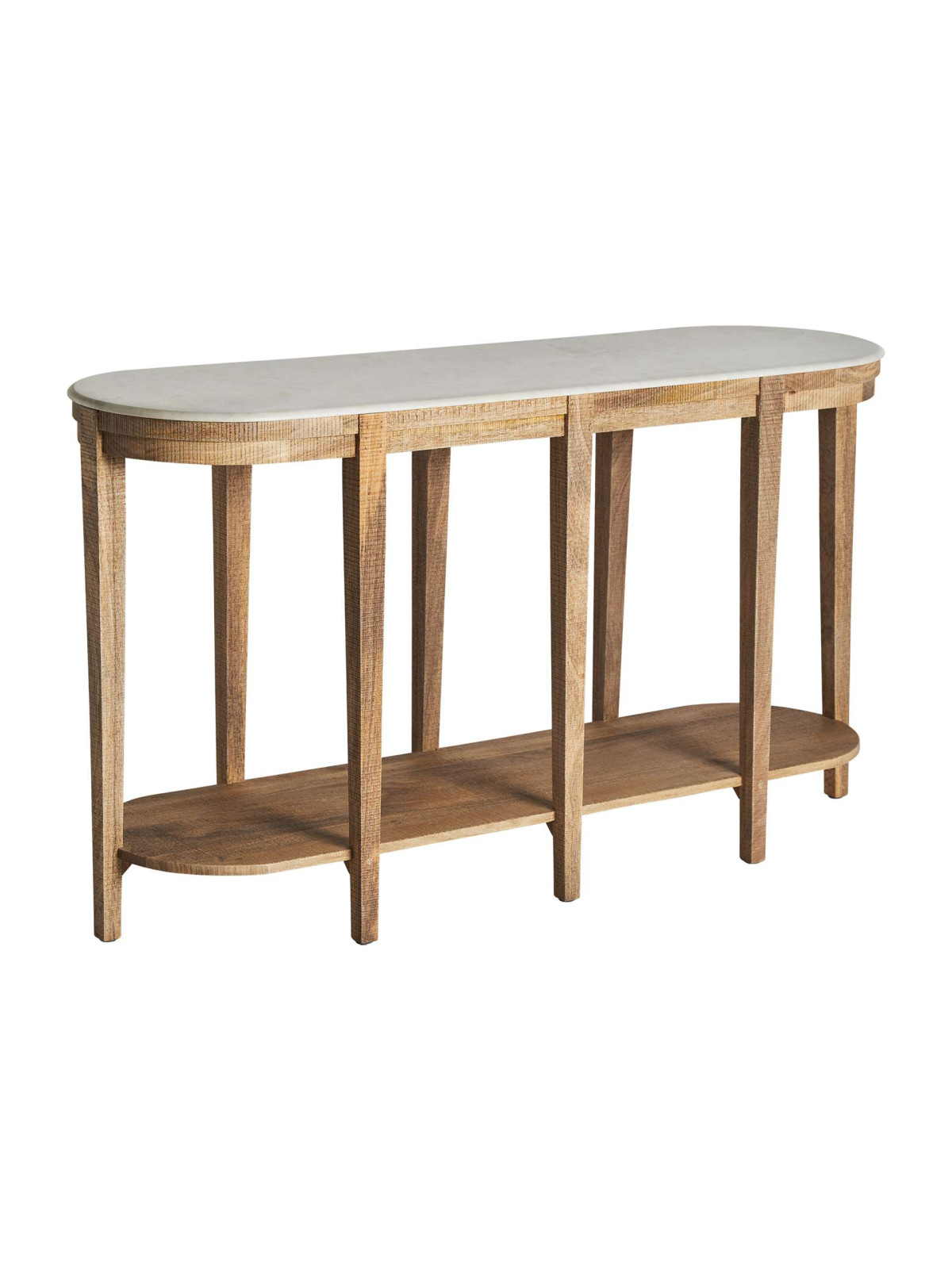 Console Mersch en bois de manguier et marbre blanc