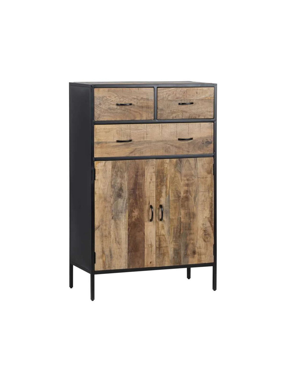 Armoire Viggo métal noir et bois